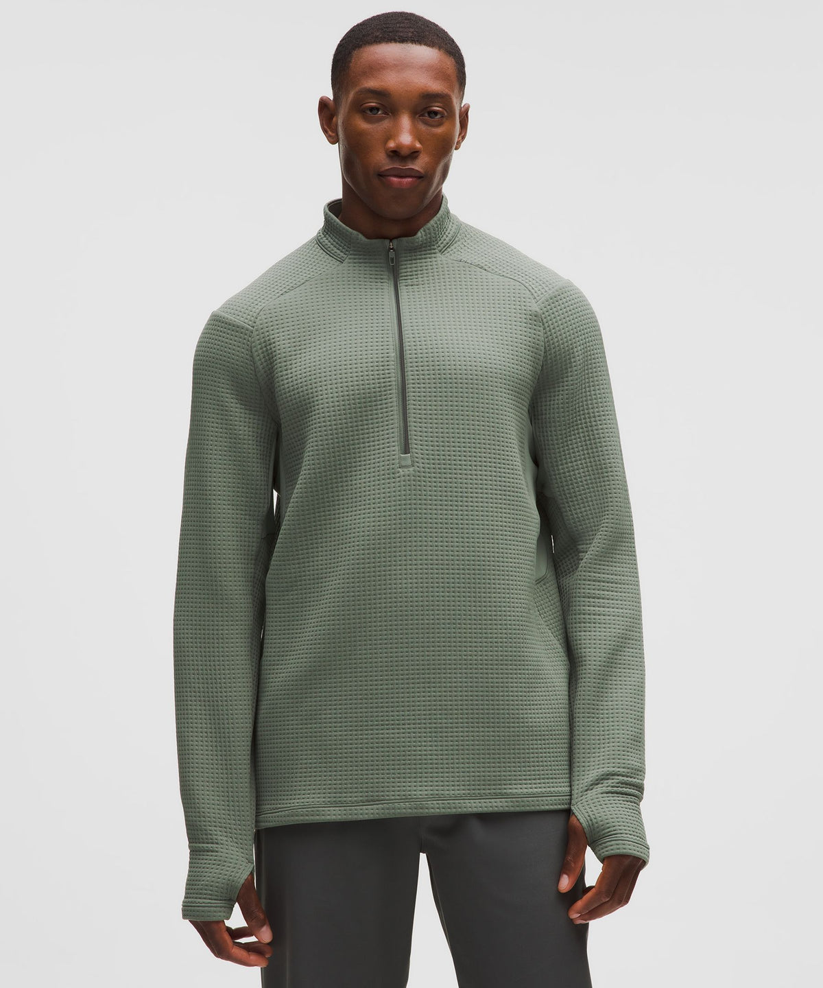 Waffle-Knit Half Zip