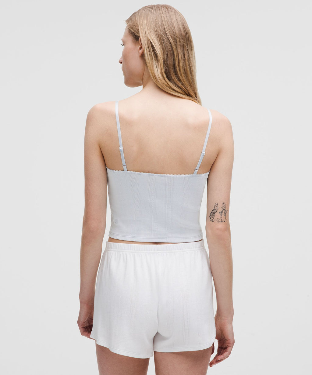 Cotton Pointelle Cropped Cami Tank Top