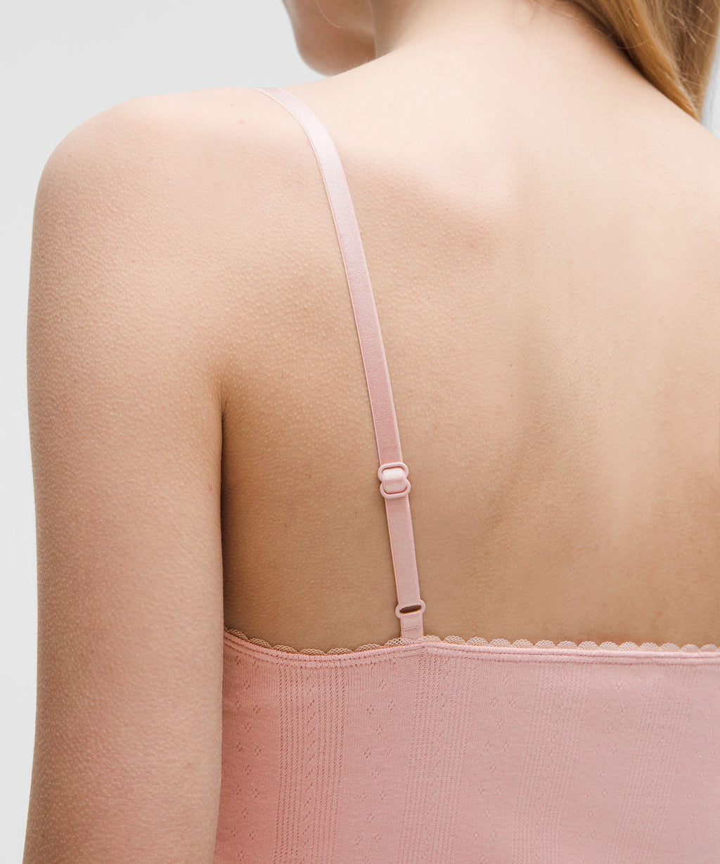 Cotton Pointelle Cropped Cami Tank Top