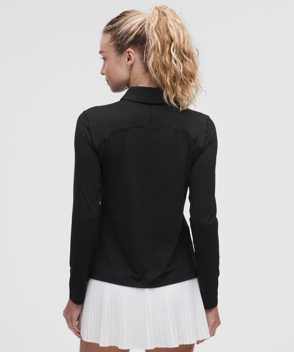 Quick-Dry Long-Sleeve Polo ShirtStraight Hem