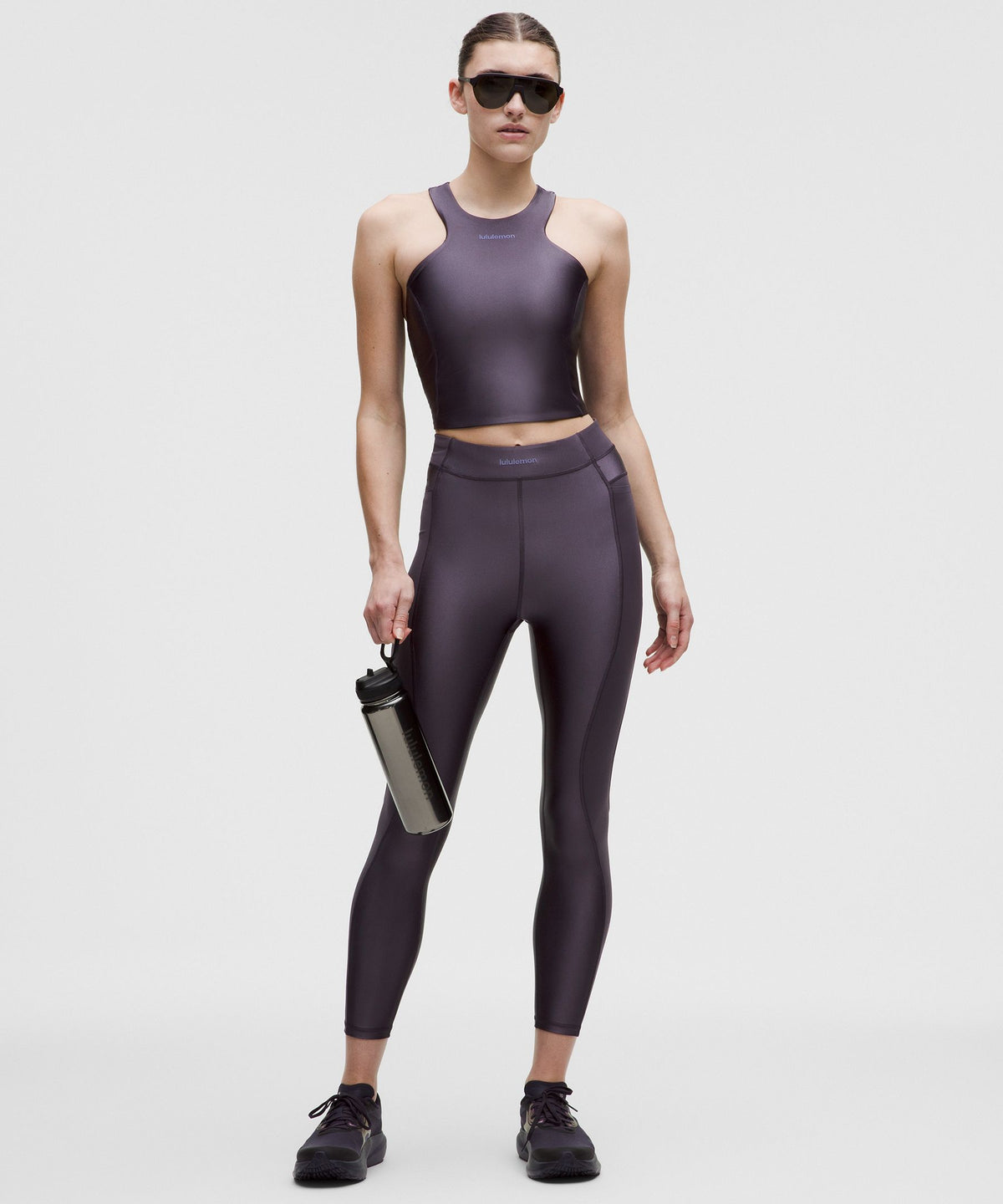 Satin Shine Panelled High-Rise Tight 25"Wordmark