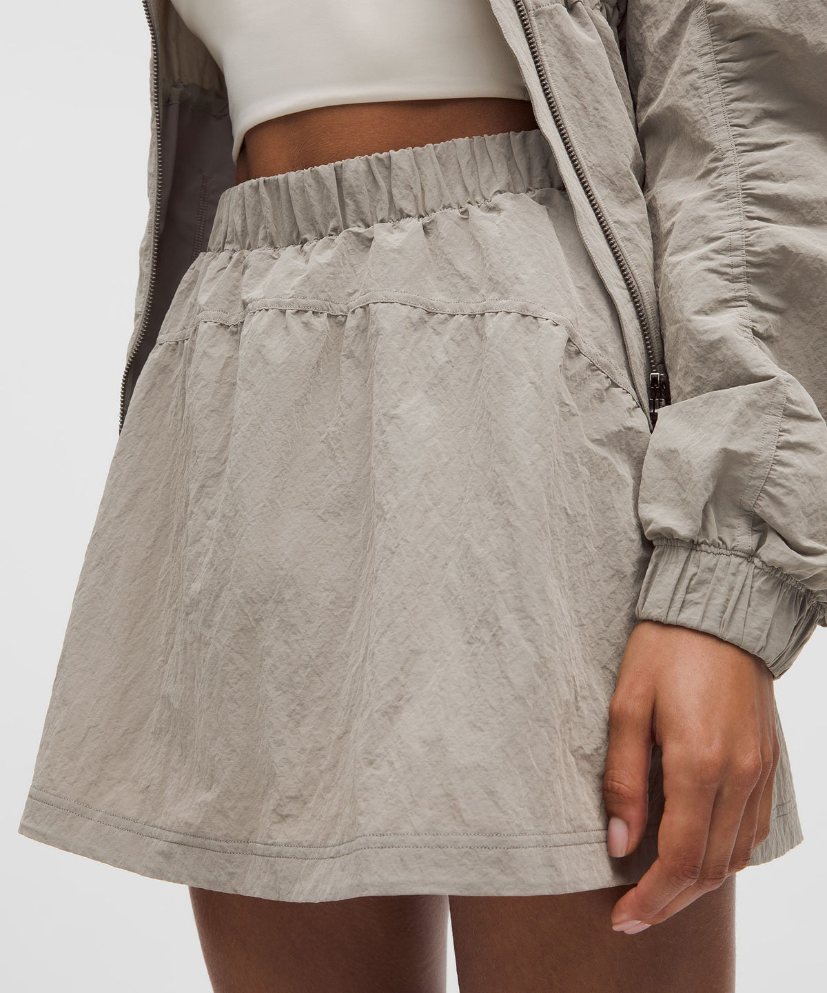 Crinkle Nylon High-Rise Mini Skirt