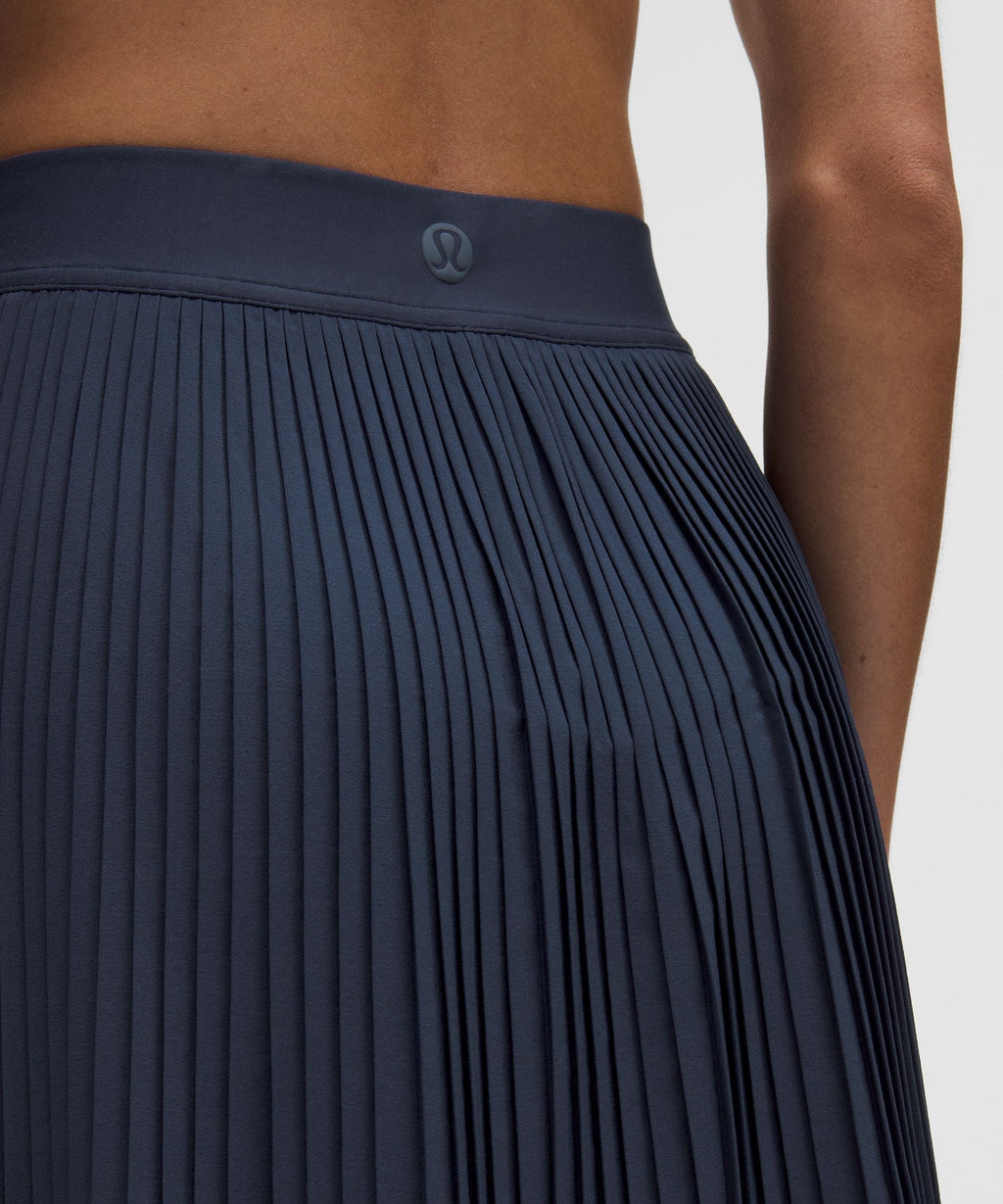 Pleated High-Rise Knee-Length Tennis Skirt