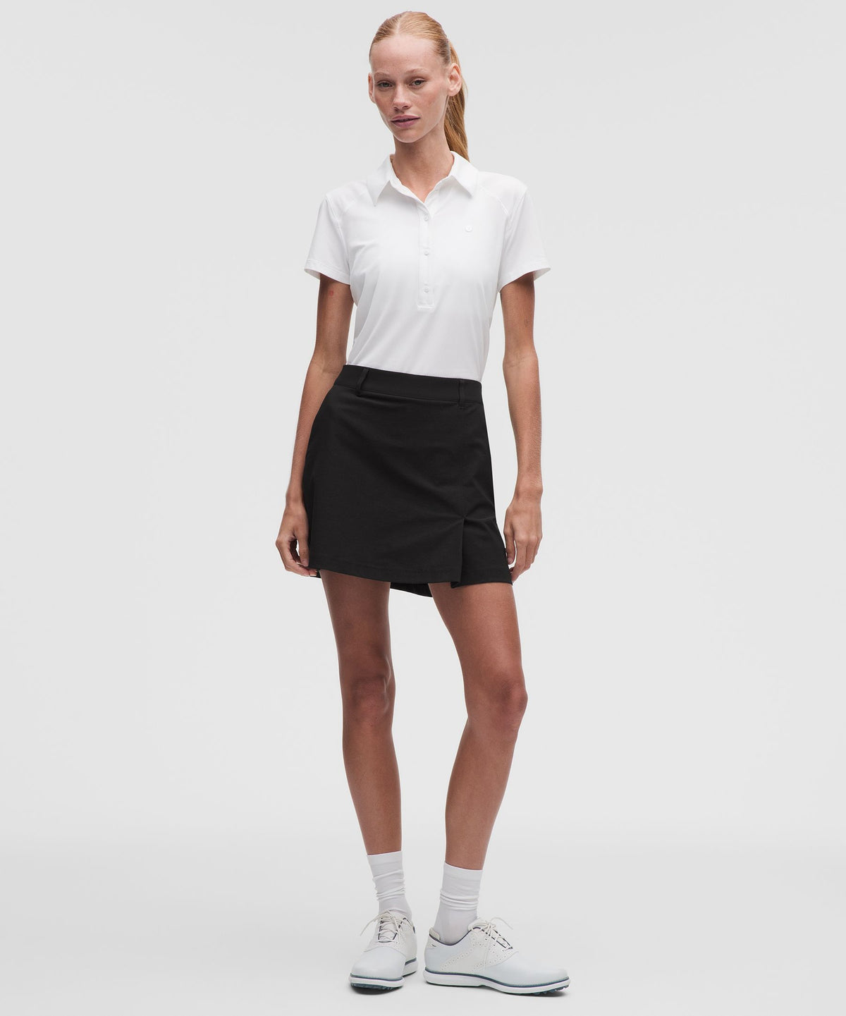 Stretch Twill Front Pleat Golf SkirtEmbroidered Logo